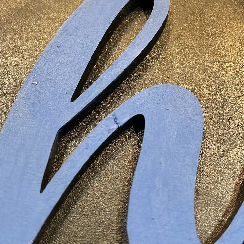 “Hello” Home Front Porch Sign Blue and Black Wood Hanging Engraved Handmade - Picture 3 of 5